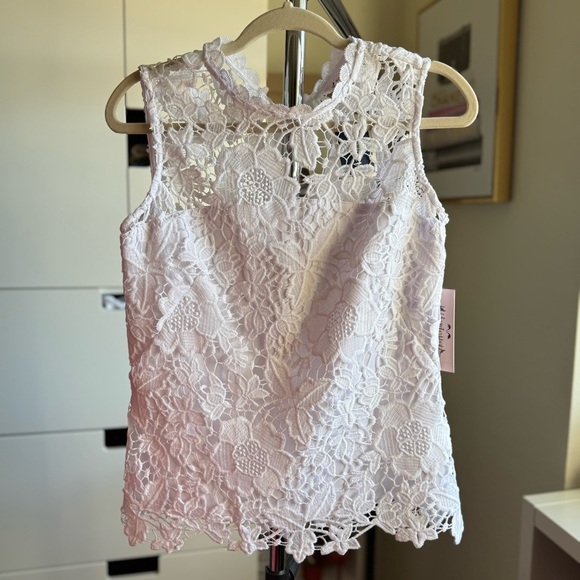 NWT Nanette Lepore Designer White Sleeveless Lace Spring Summer Top Size Small - Picture 3 of 13